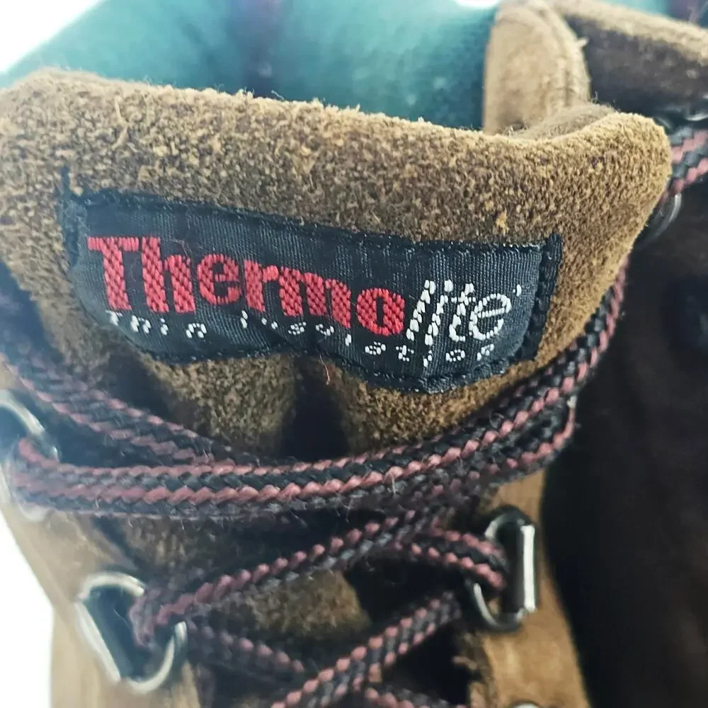 Northwest Territory ThermoLite Leather Suede Duck Boot Black Tan Rubber Womens 5